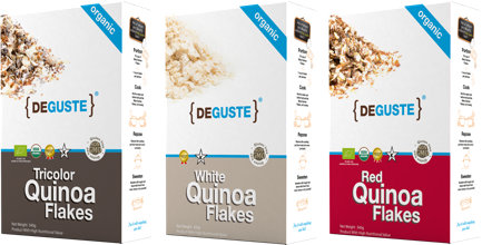 Organic and conventional quinoa flakes